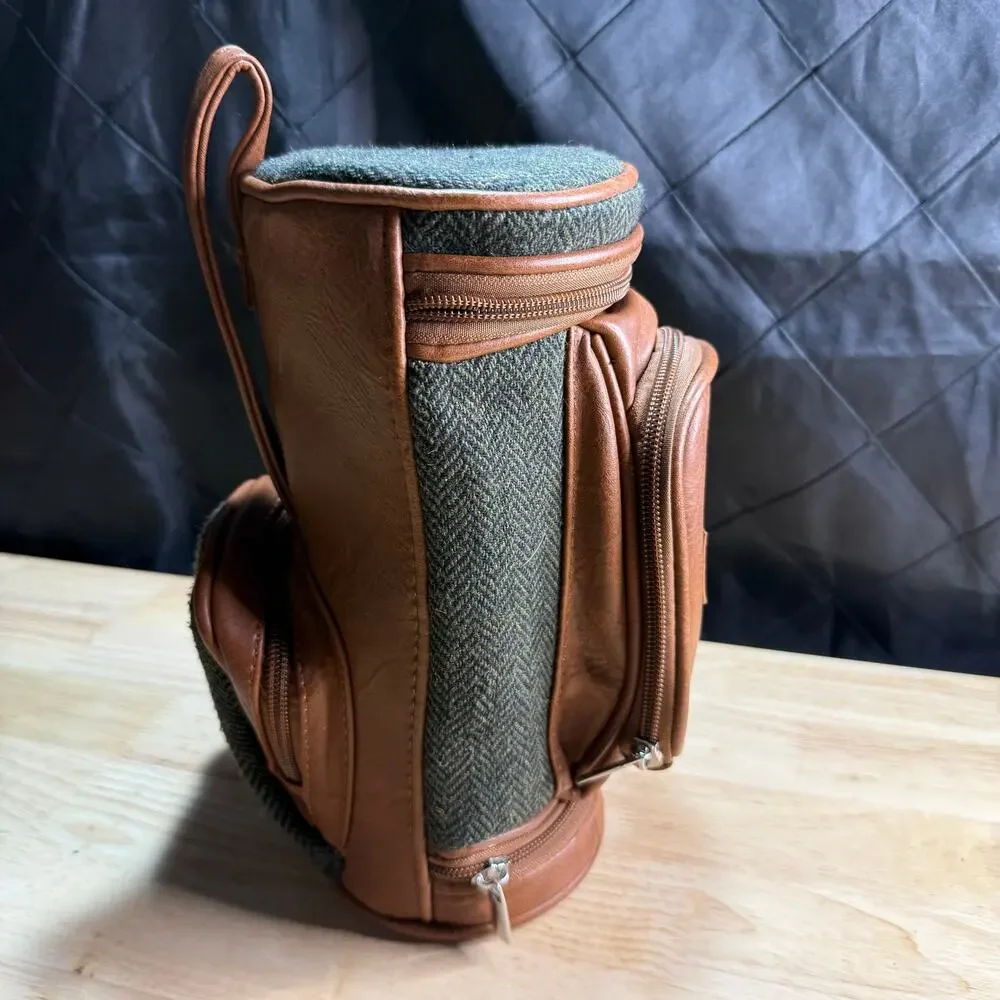 Portland Men's Golf Washbag Tweed Green and Brown Lined Designed in Ireland
